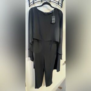 Lauren Ralph Lauren Black Layered Long-Sleeve Jumpsuit with Cape